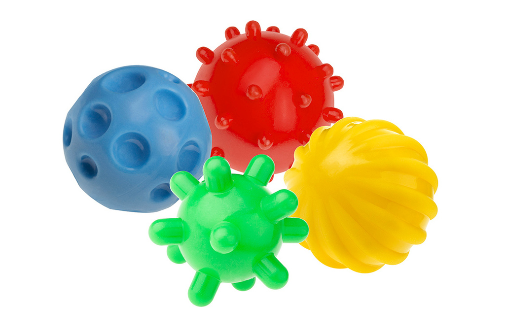 Palline sensoriali con rilievi - set di 4